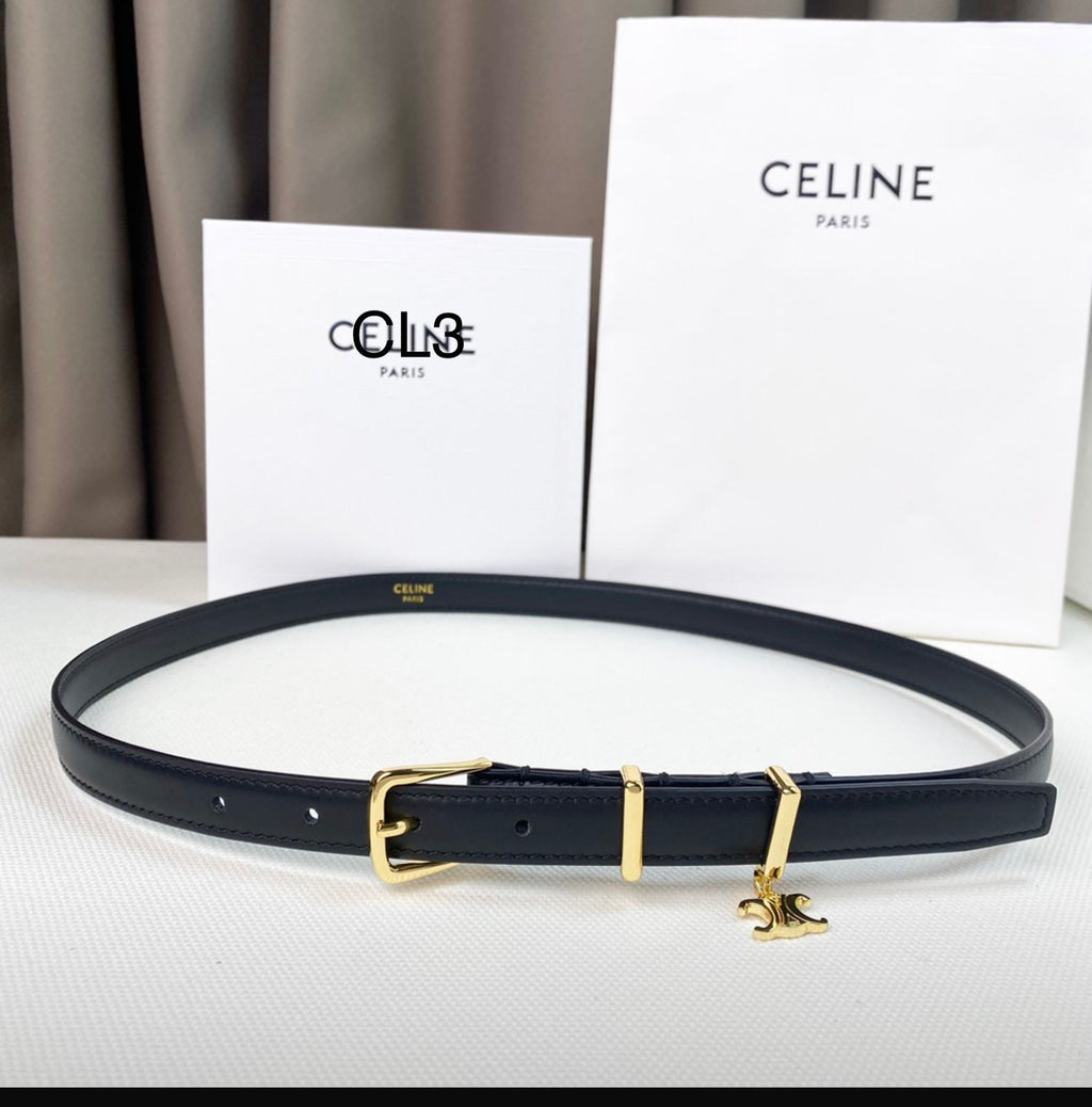 CELINE Triomphe Charm Leather Belt