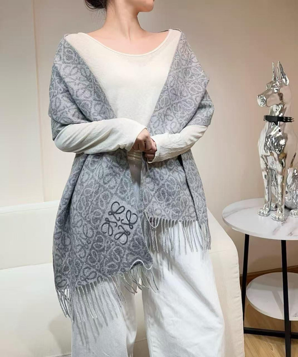 LOEWE Anagram Fringed Scarf