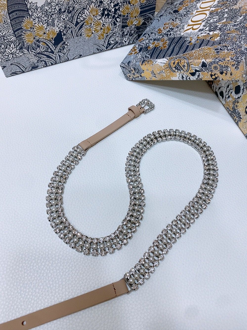 Dior Crystal Embellished Skinny Belt