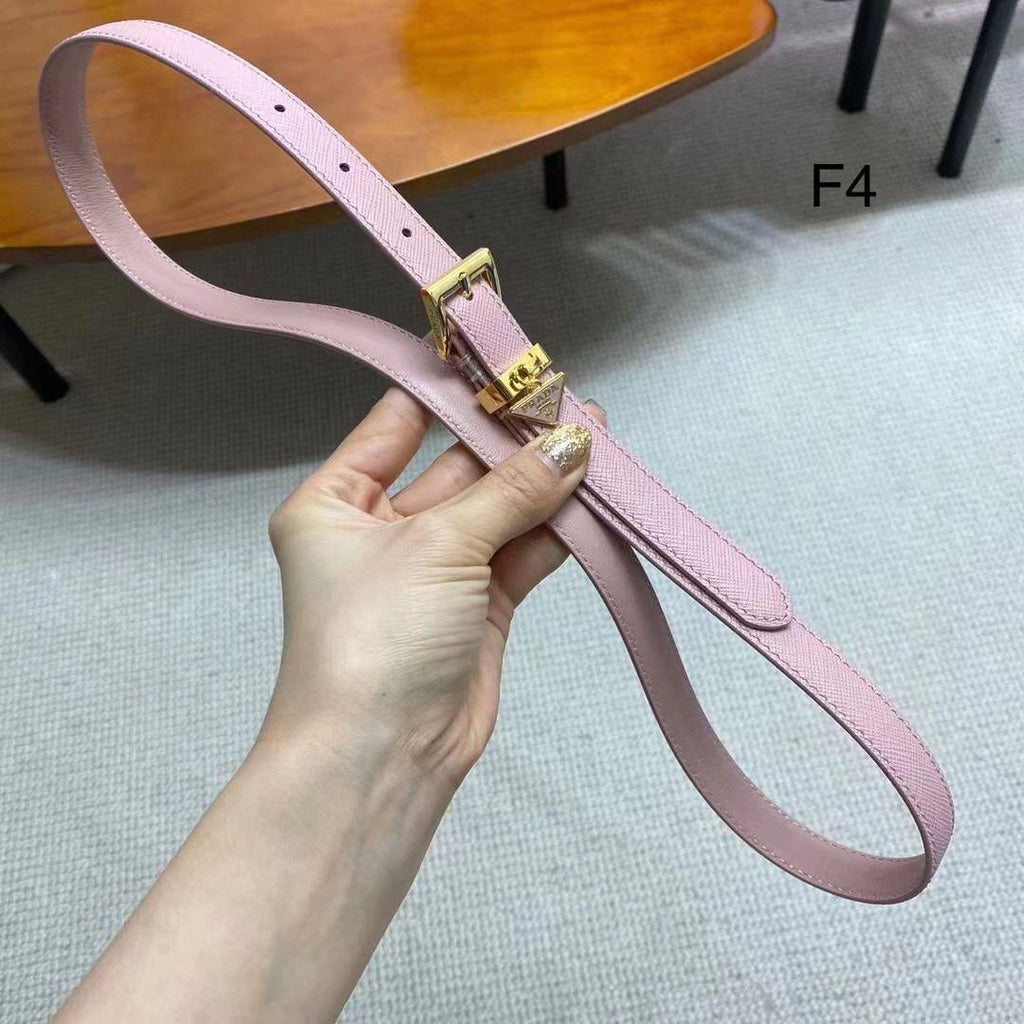 PRADA — Saffiano Leather Belt with Triangle Logo