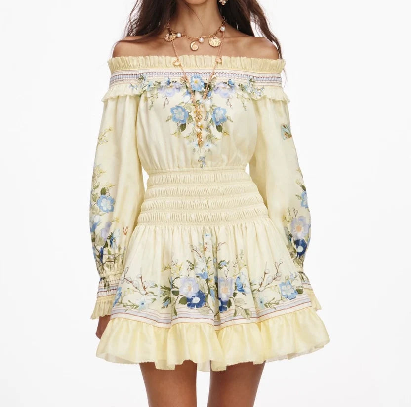 Self-Portrait Floral Organza Ruffle Mini Dress