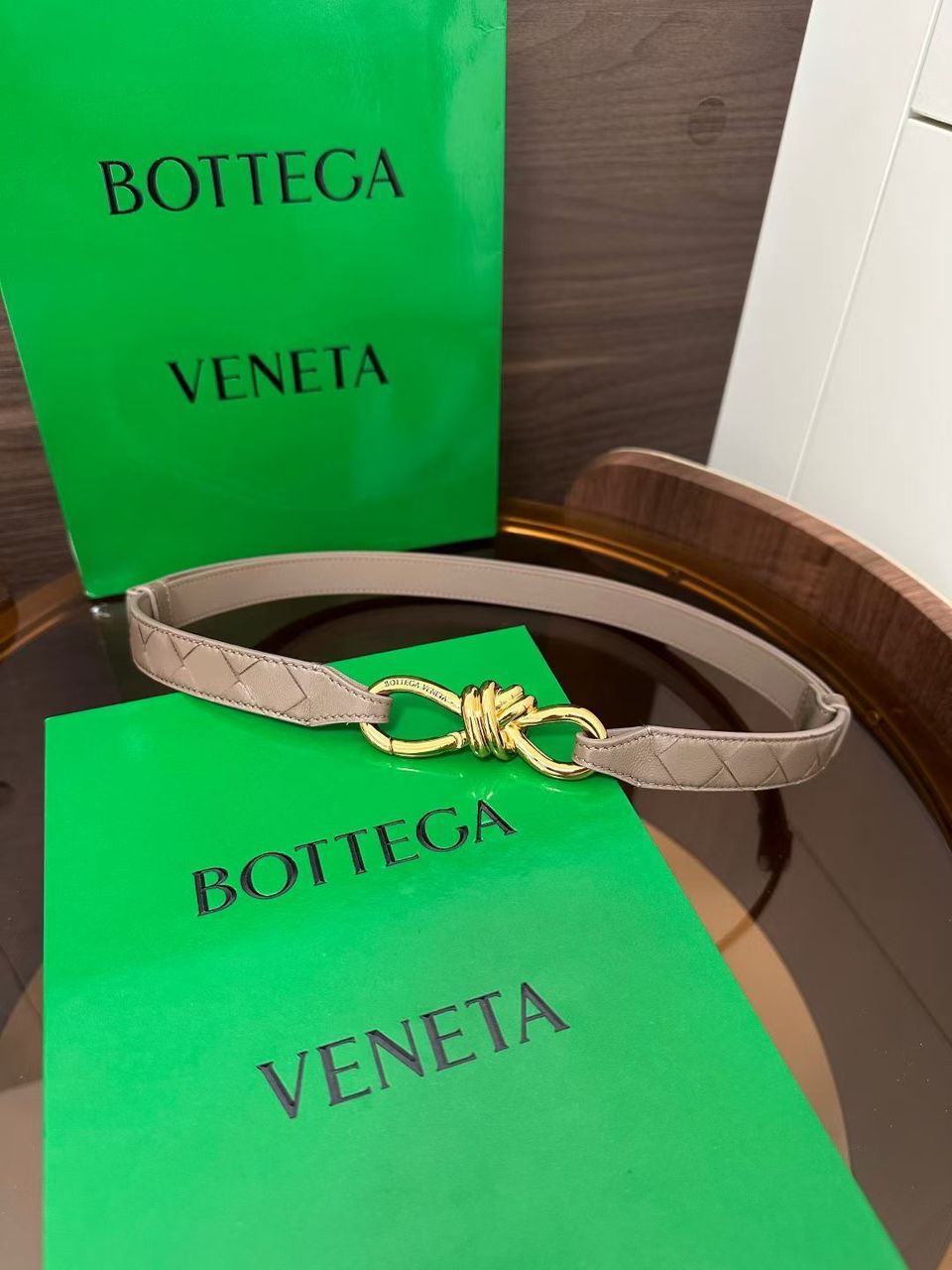 BOTTEGA VENETA Intrecciato Knot Leather Belt