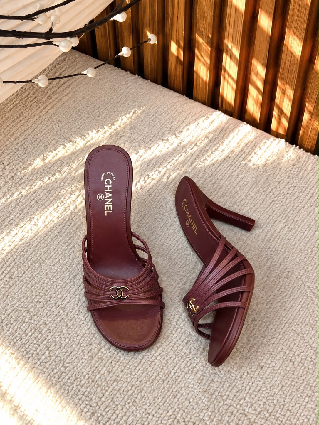 Chanel Strappy Mules with CC Logo