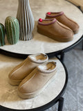 UGG Braided-Trim Platform Mule Flats