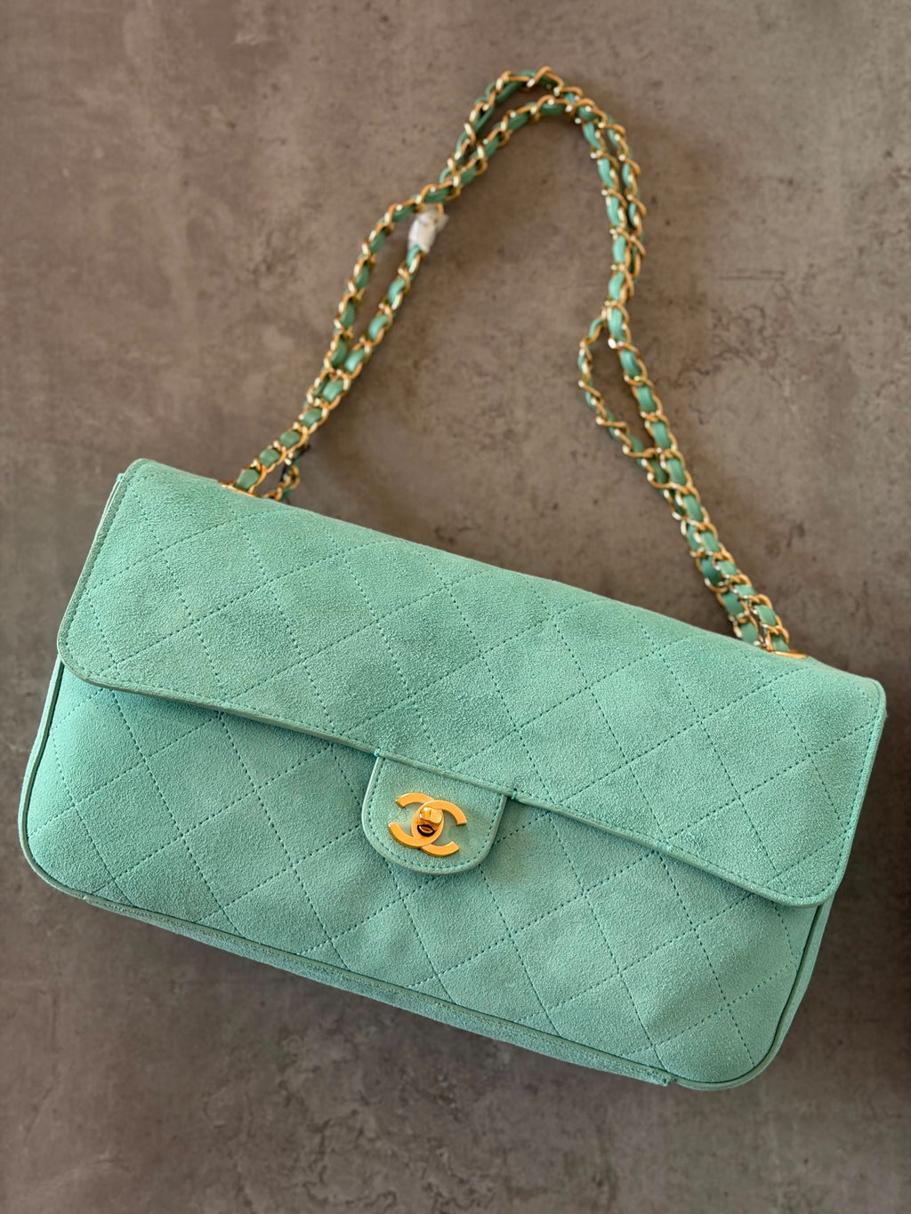 Chanel Quilted Suede Classic Flap Bag with Gold-Tone Hardware 32 CM