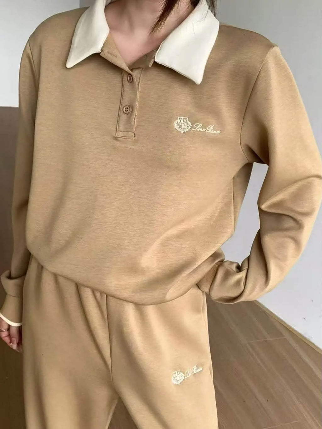 Loro Piana Long-Sleeve Polo and Pants Knit Lounge Set