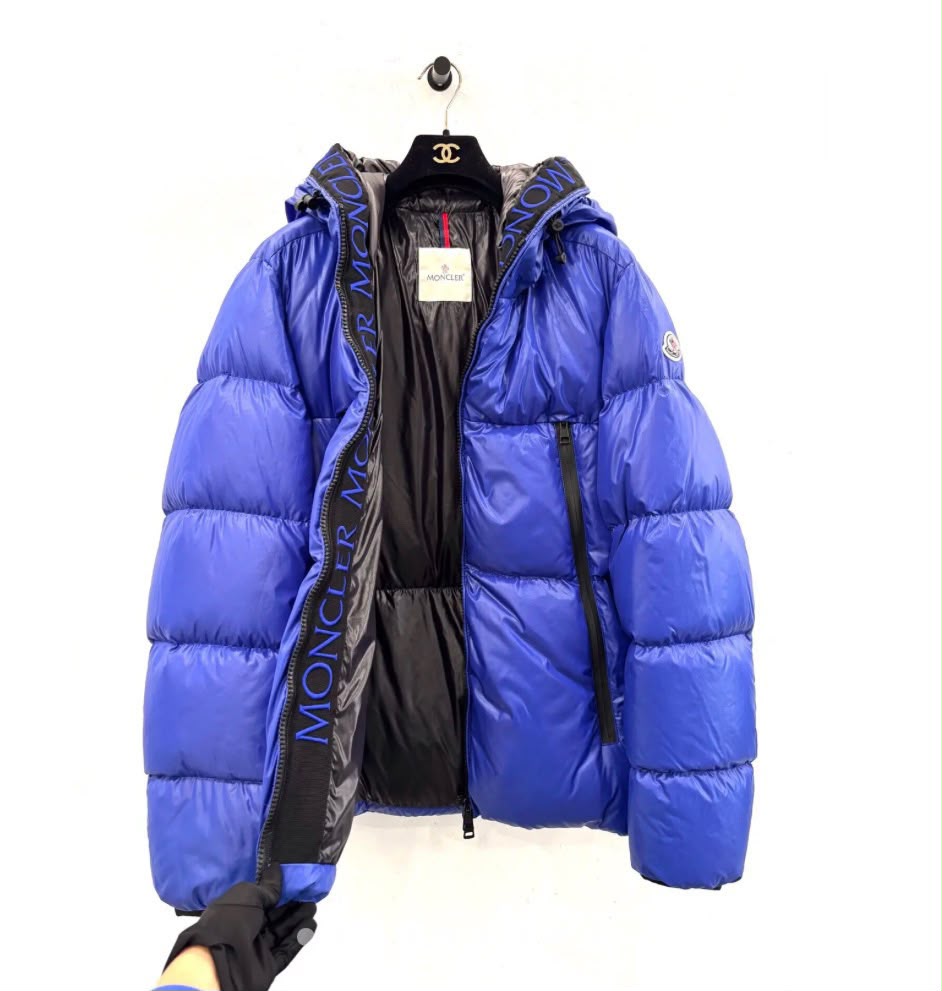 (Moncler Royal Blue Hooded Puffer Jacket)
