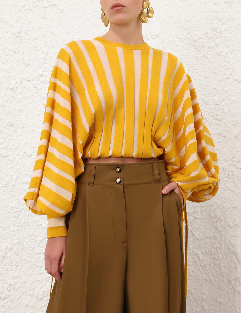 Zimmermann Striped Cashmere Cropped Sweater