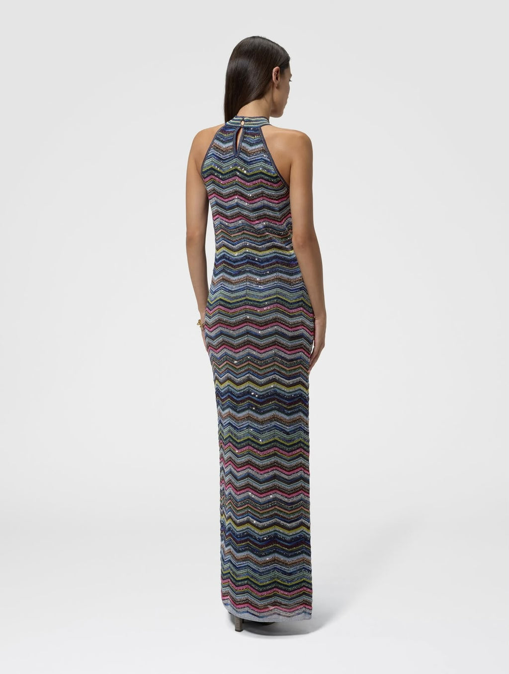 Missoni Metallic Zigzag Knit Halter Top