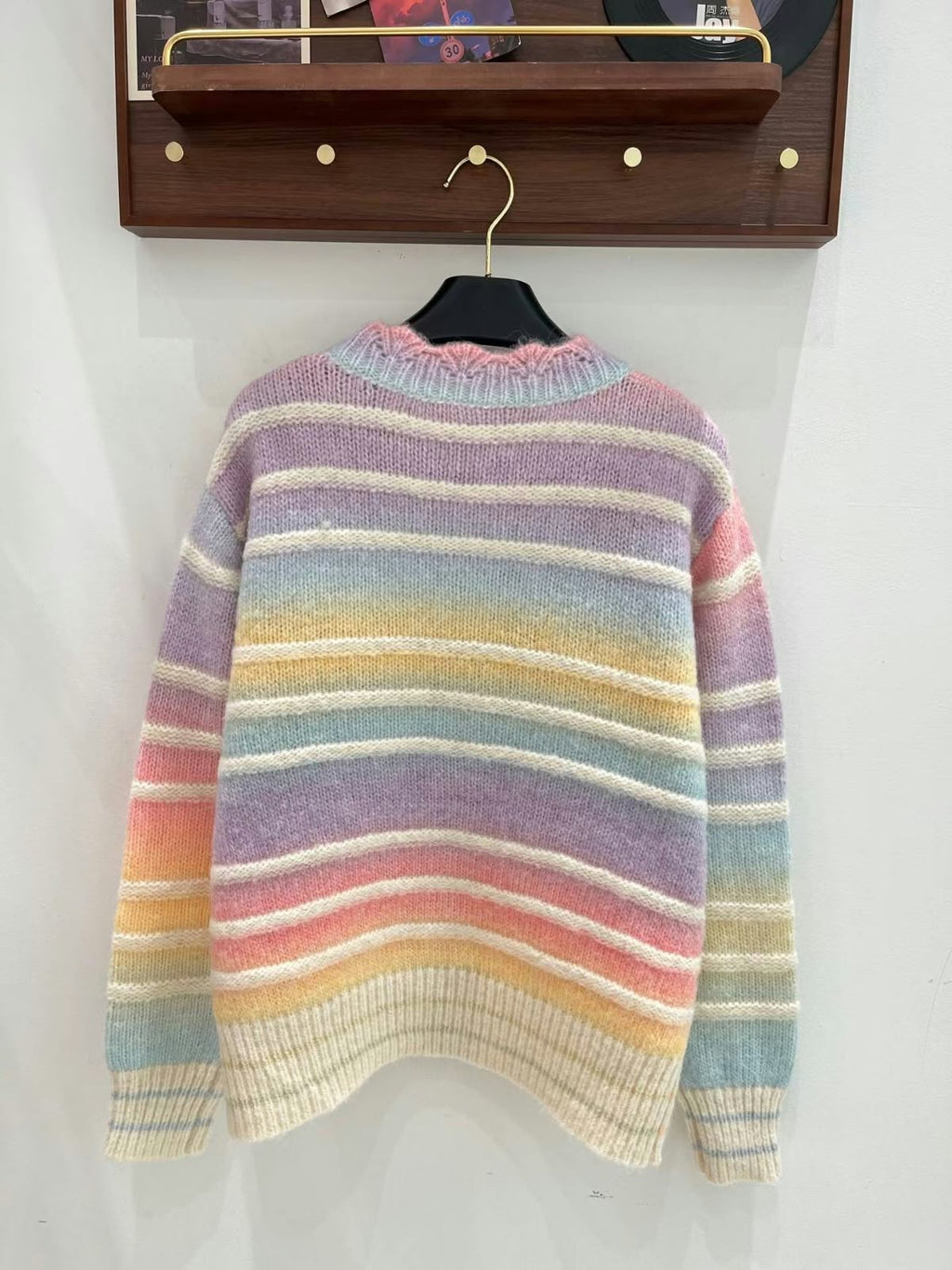 Chanel Pastel Rainbow Striped Knit CC Logo Cardigan