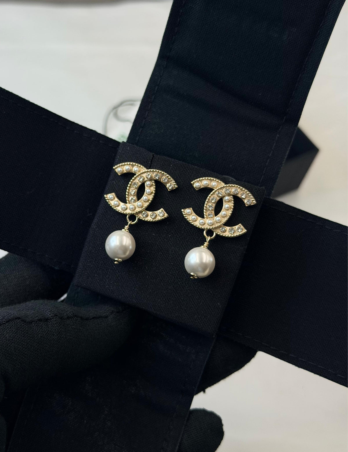 Chanel Gold CC Crystal Stud Earrings