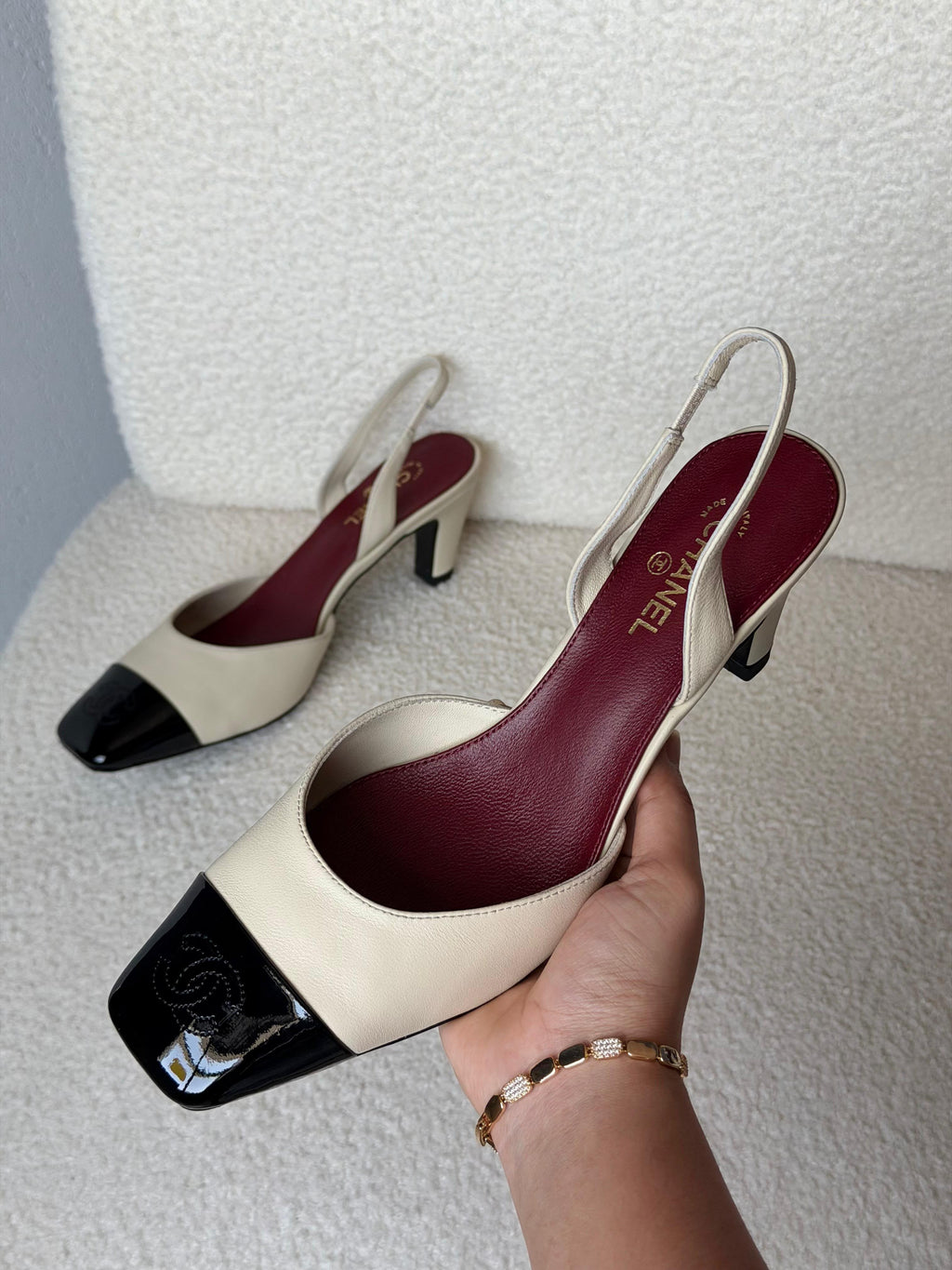 Chanel CC Cap-Toe Slingback Pumps