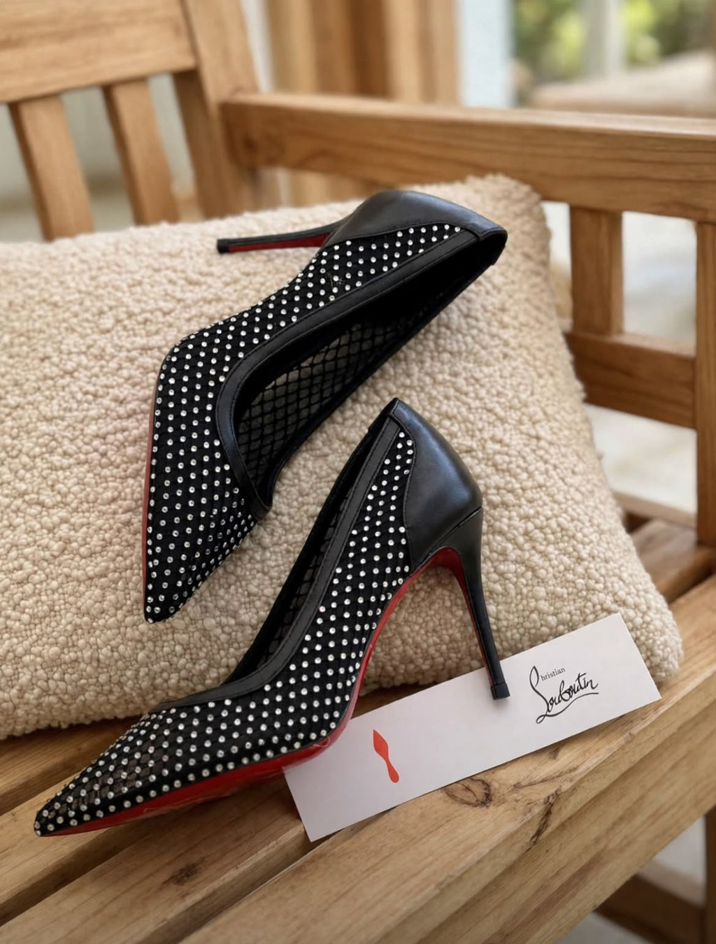 Christian Louboutin Crystal-Embellished Mesh Pumps