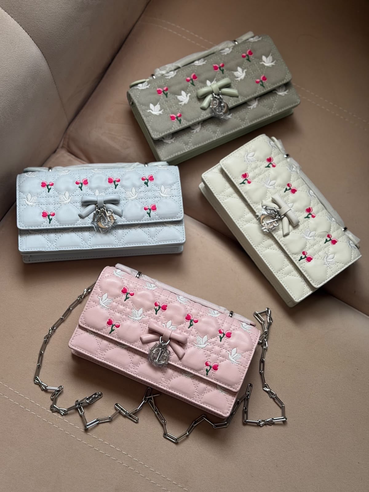 Dior Cherry and Bird Bow Chain Bag