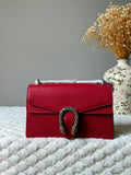Gucci Red Textured Leather Dionysus Shoulder