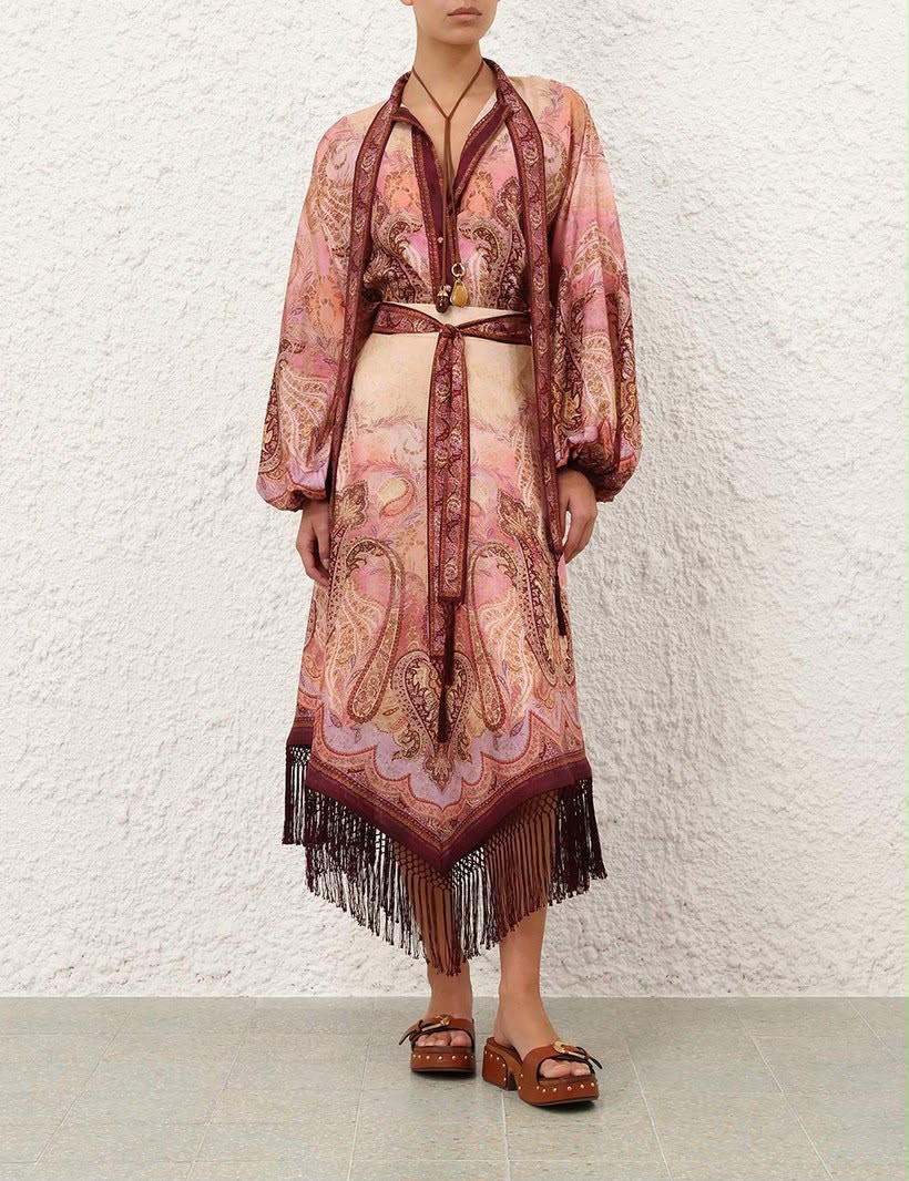 Zimmermann Paisley Print Fringe Dress / Outfit Set)