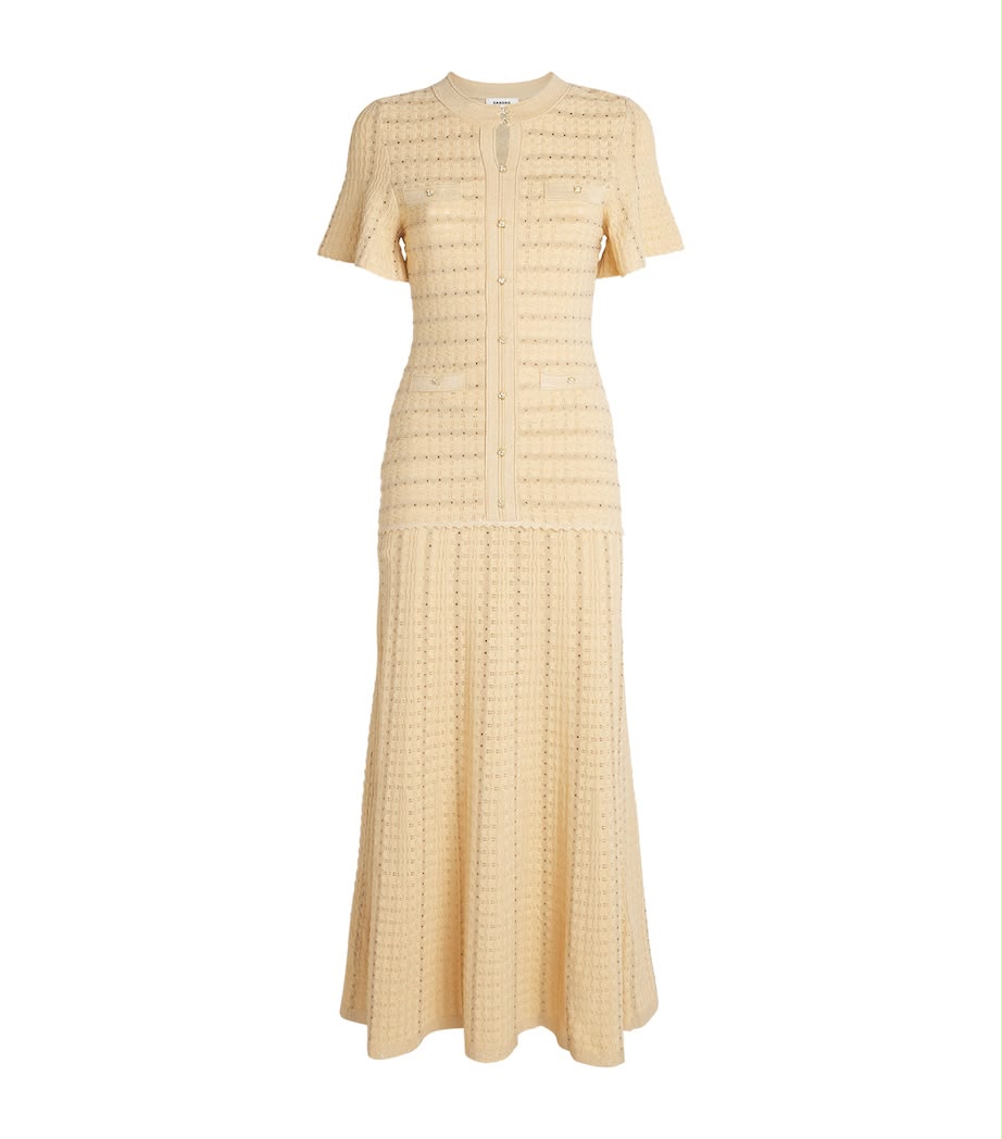 SANDRO Short-Sleeve Knit Maxi Dress