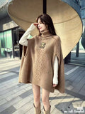 Chanel Cable Knit Turtleneck Poncho Sweater