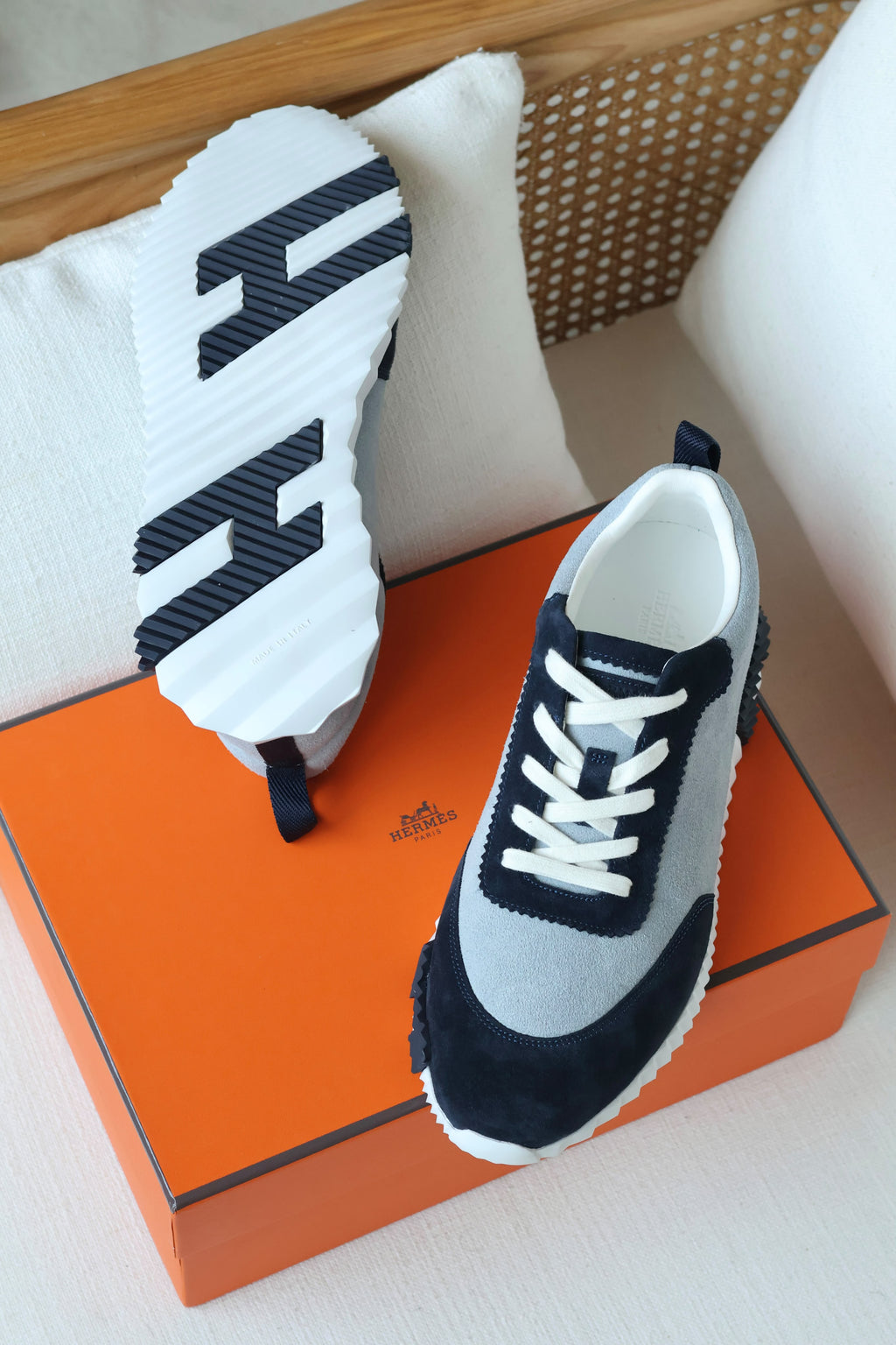 Hermès Bouncing Sneaker in Suede Leather and Technical Canvas