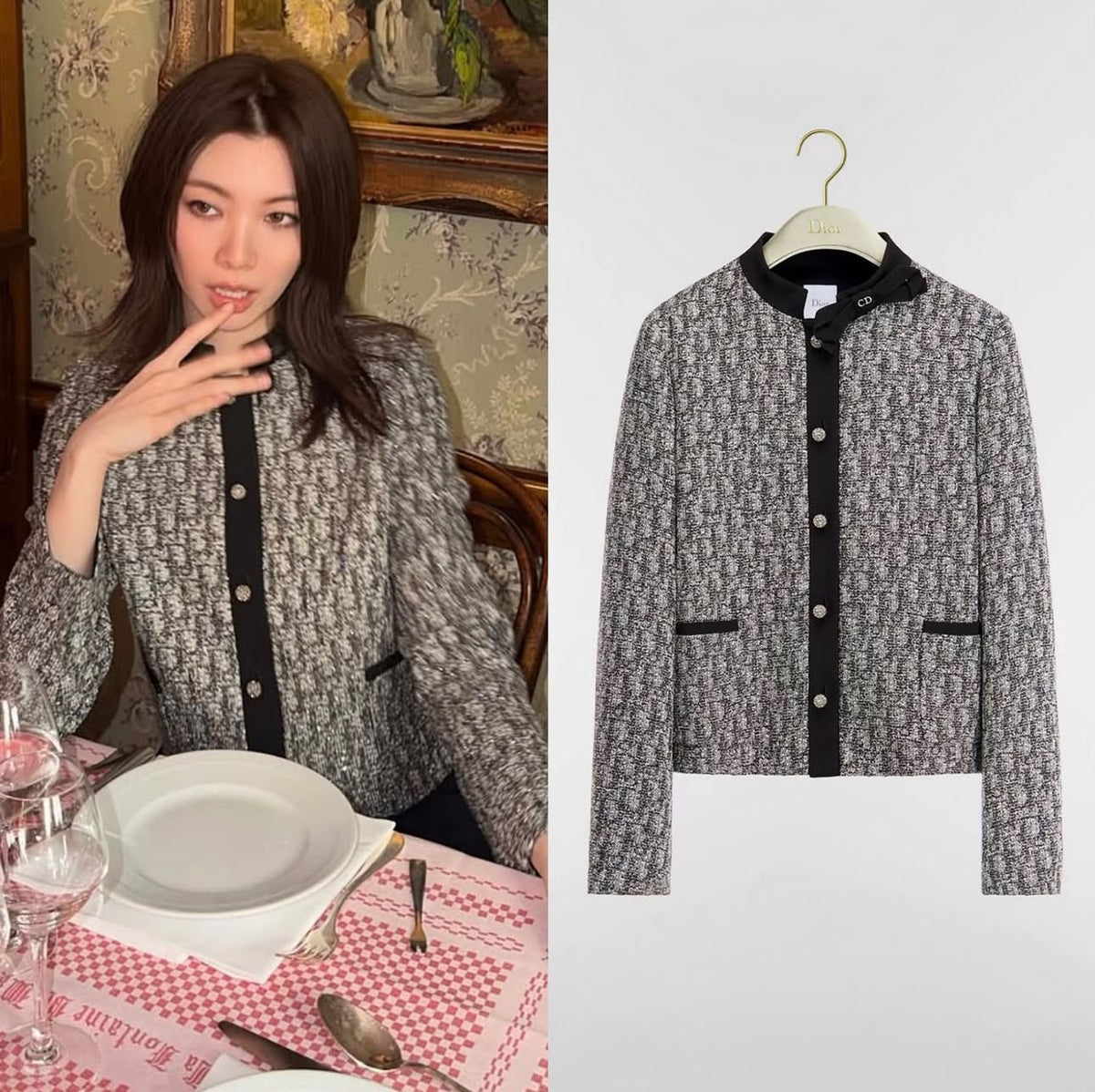 DIOR Bow-Collar Tweed Jacket