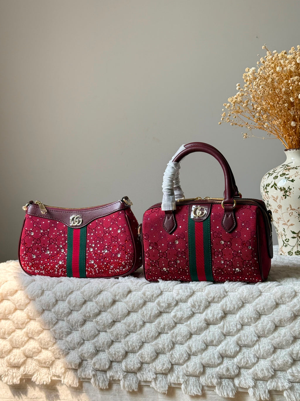 Gucci Red Tweed / Crystal-Embellished