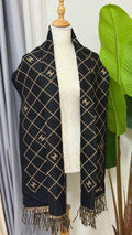 CHANEL Gold Diamond Fringed Scarf