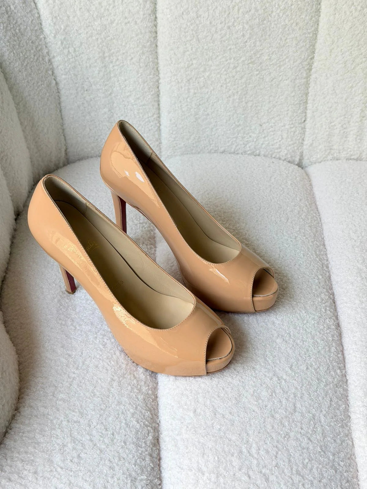 Christian Louboutin Black Patent Leather Vendome 120 Peep Toe Pumps
