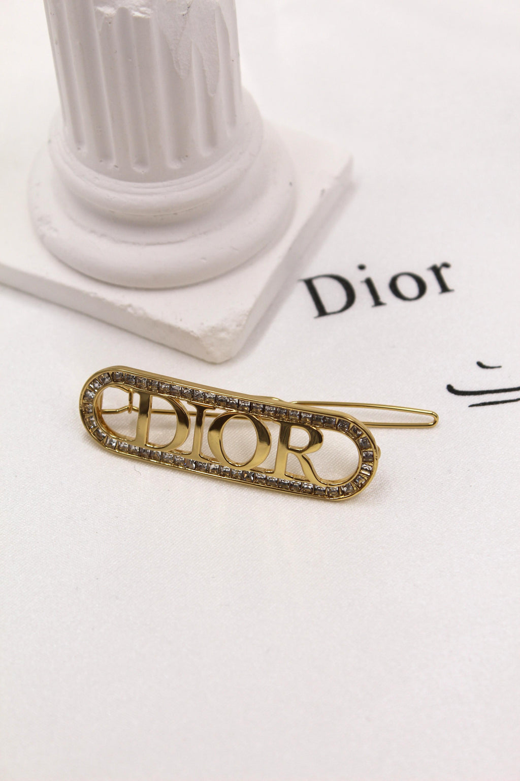 Dior Crystal Logo Hair Clip