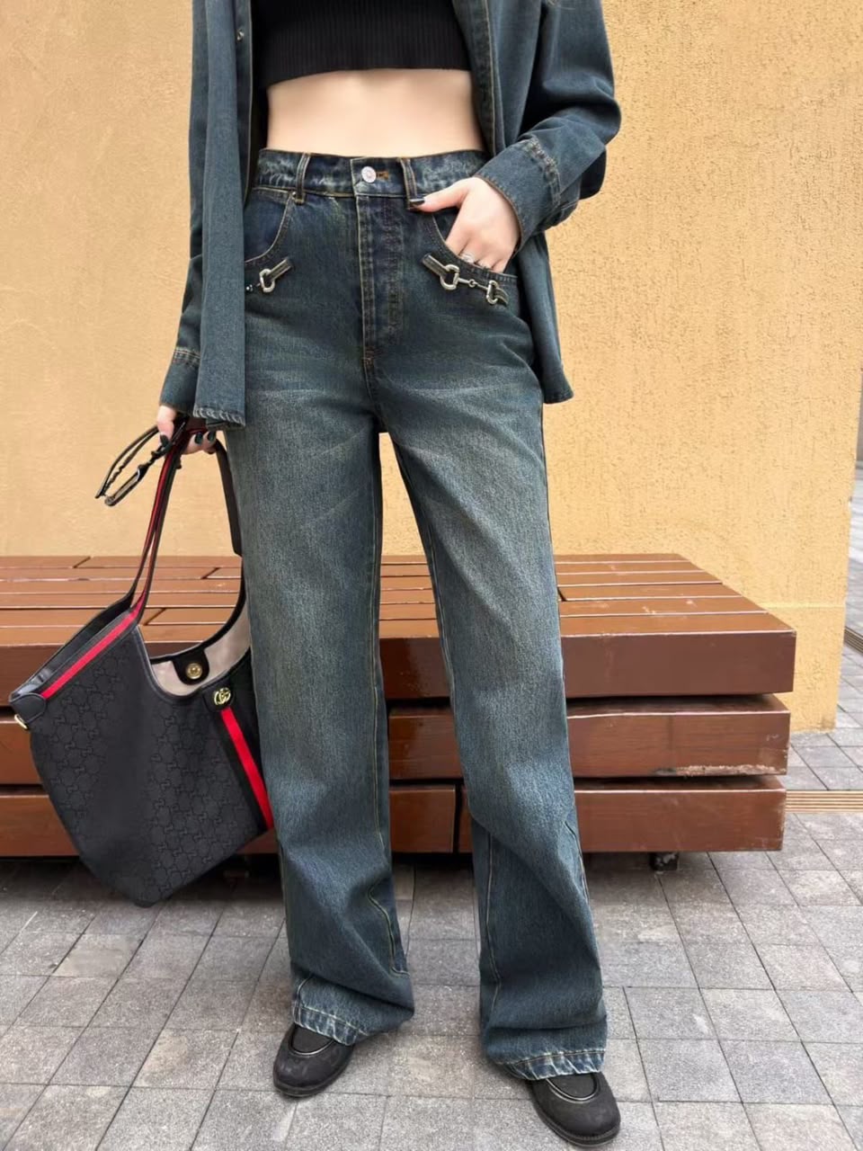 Gucci Horsebit Detail Denim Jeans