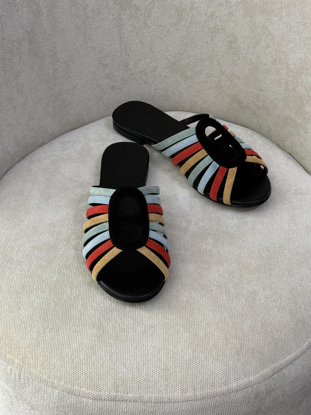 Hermès  Suede Chaine d'Ancre Flat Sandals