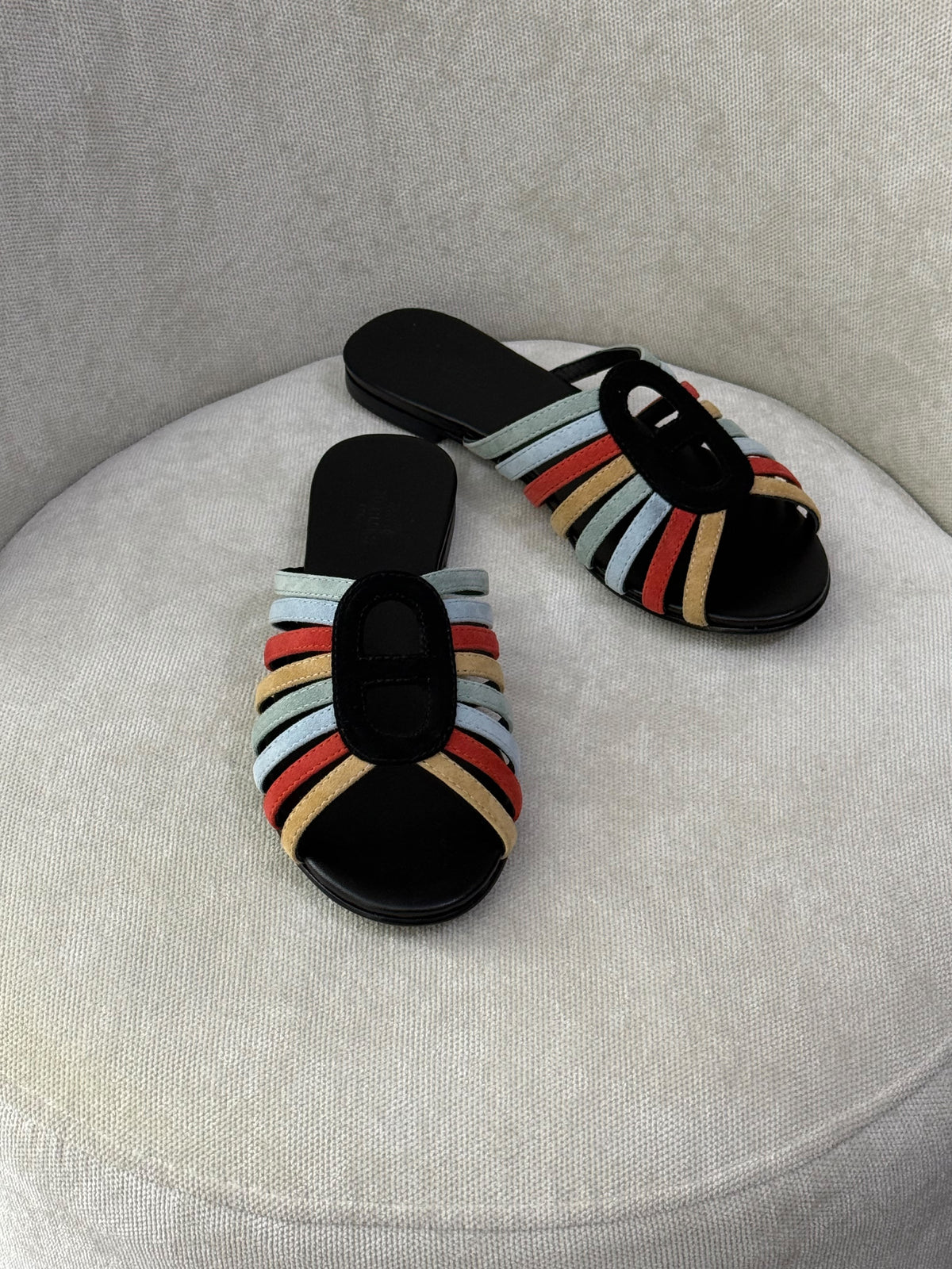 Hermès  Suede Chaine d'Ancre Flat Sandals
