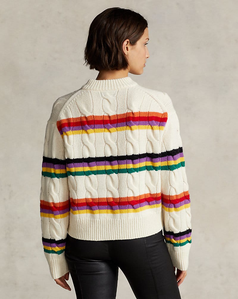 Polo Ralph Lauren Striped Cable-Knit Cotton Sweater
