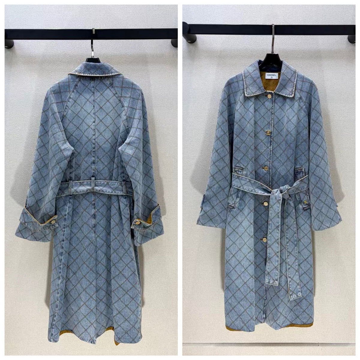 CHANEL Belted Denim Coat