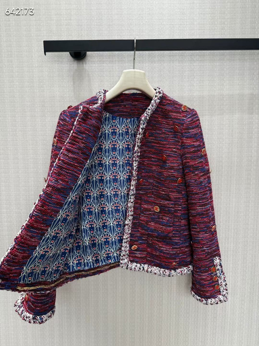 Chanel Pink & Purple Multicolored Lesage Tweed Braided Trim Jacket