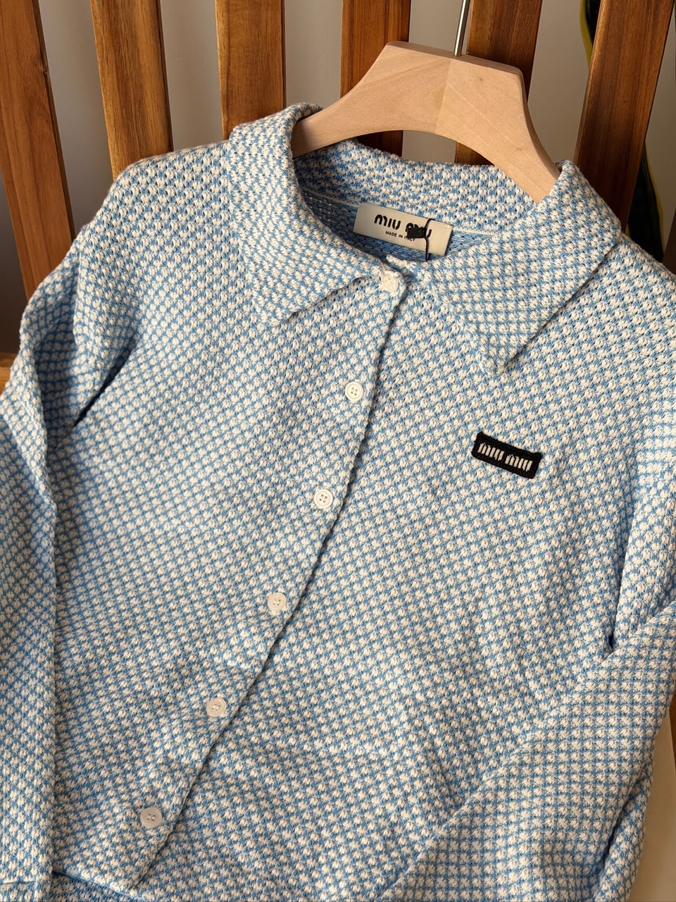 Miu Miu Light Blue Textured Knit
