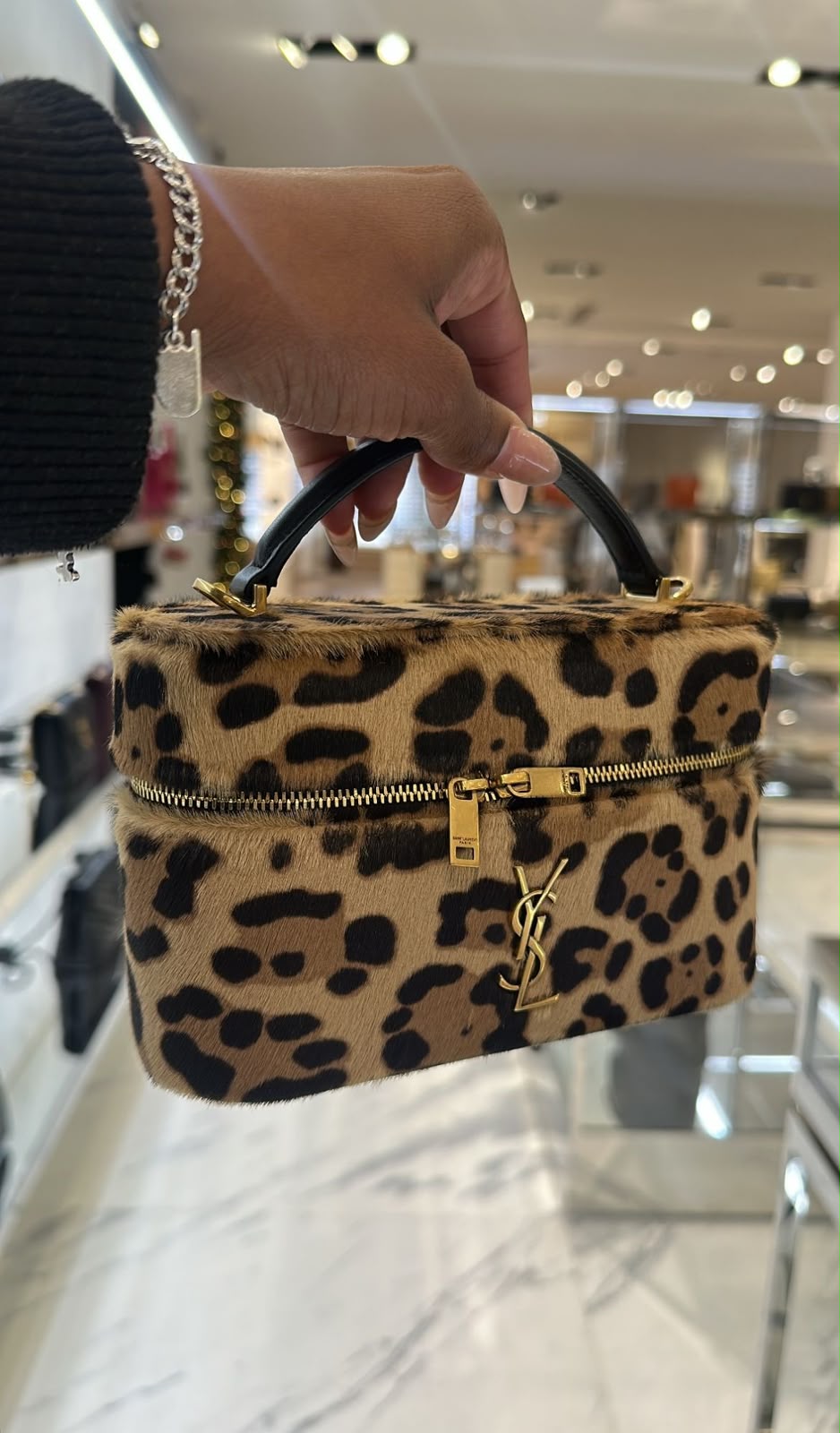 Saint Laurent Le Monogramme Vanity Case in Leopard-Print