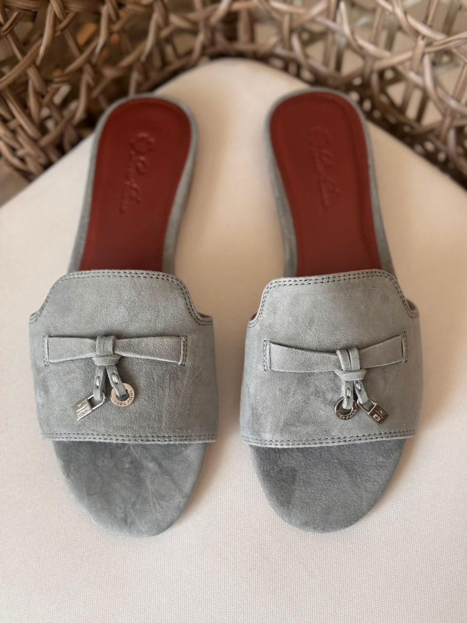 Loro Piana Summer Charms Suede Flat Mules