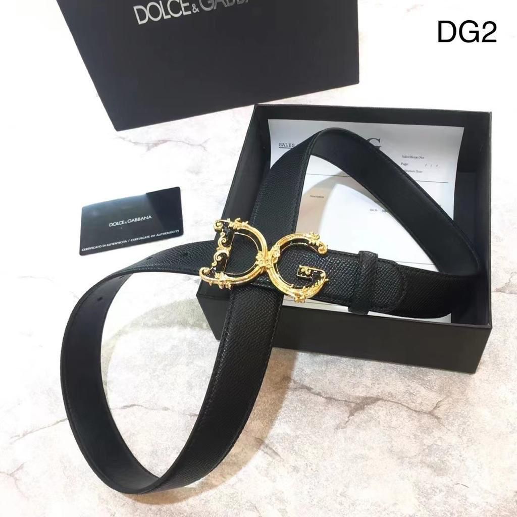 Dolce & Gabbana DG Baroque Logo Leather Belt