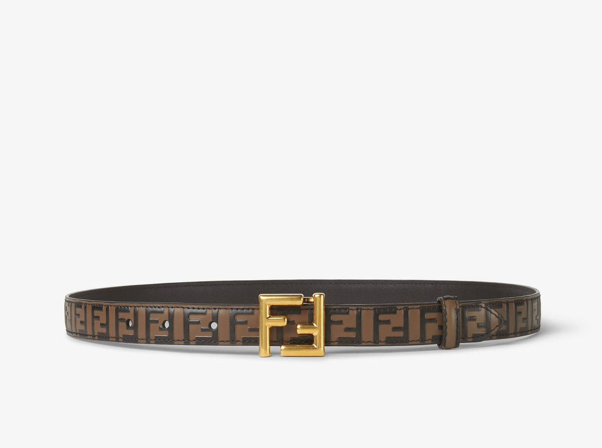 Fendi FF Logo Embossed Leather Belt
