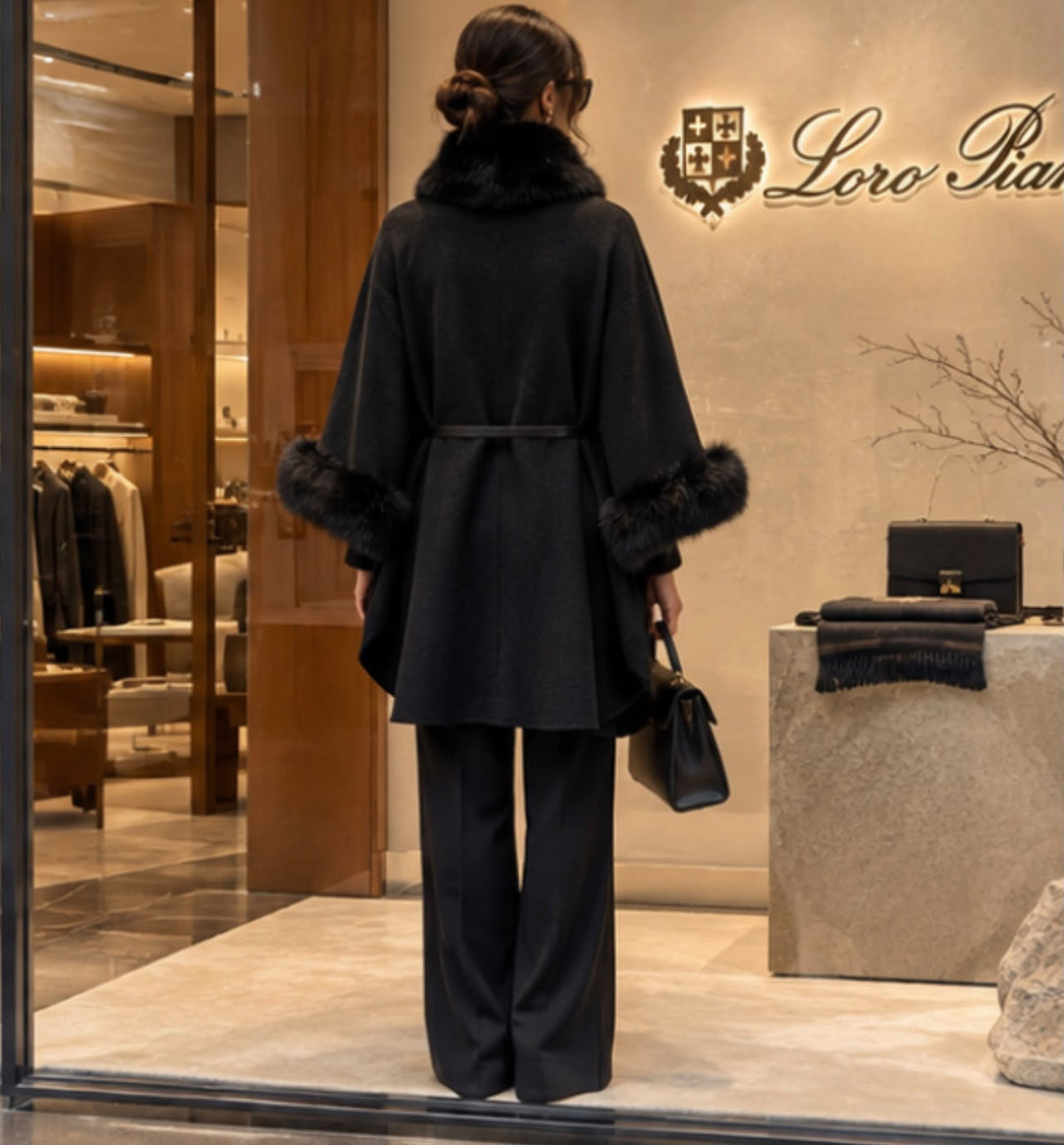 LORO PIANA Trimmed Belted Cape