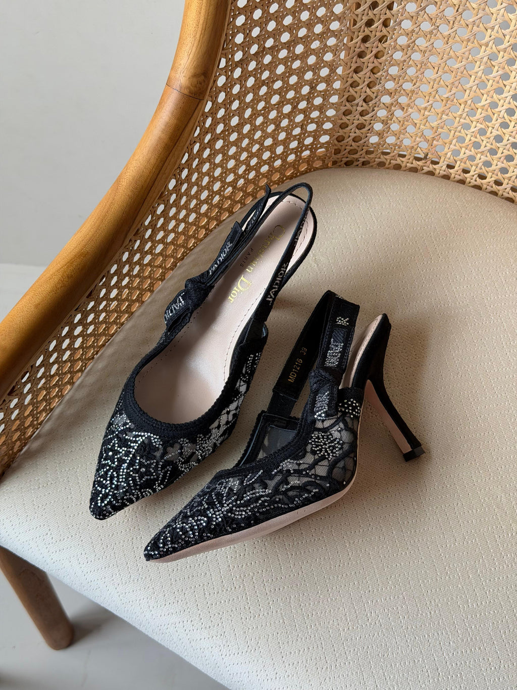 J'Adior Embroidered Mesh Slingback Pump