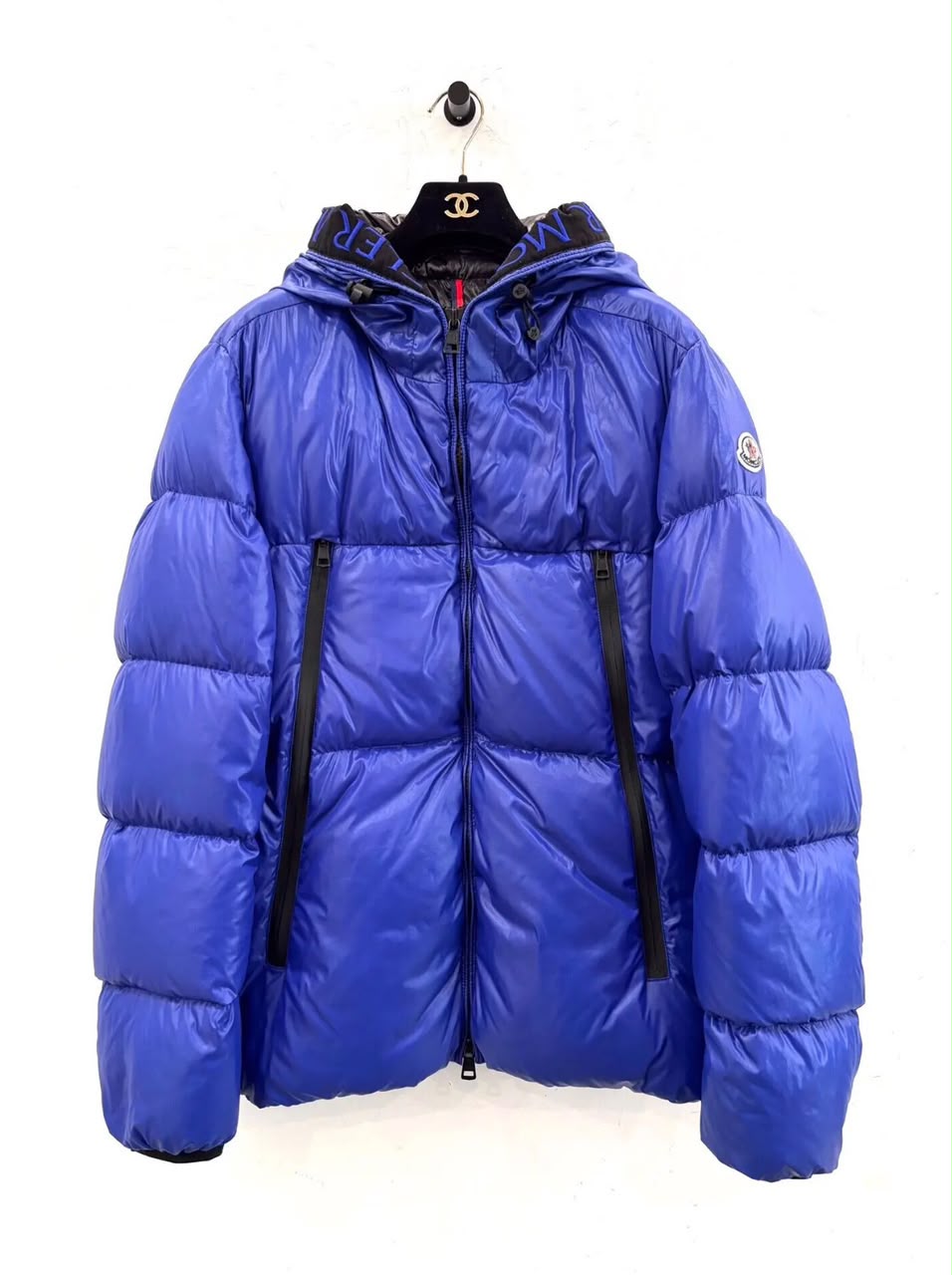 (Moncler Royal Blue Hooded Puffer Jacket)