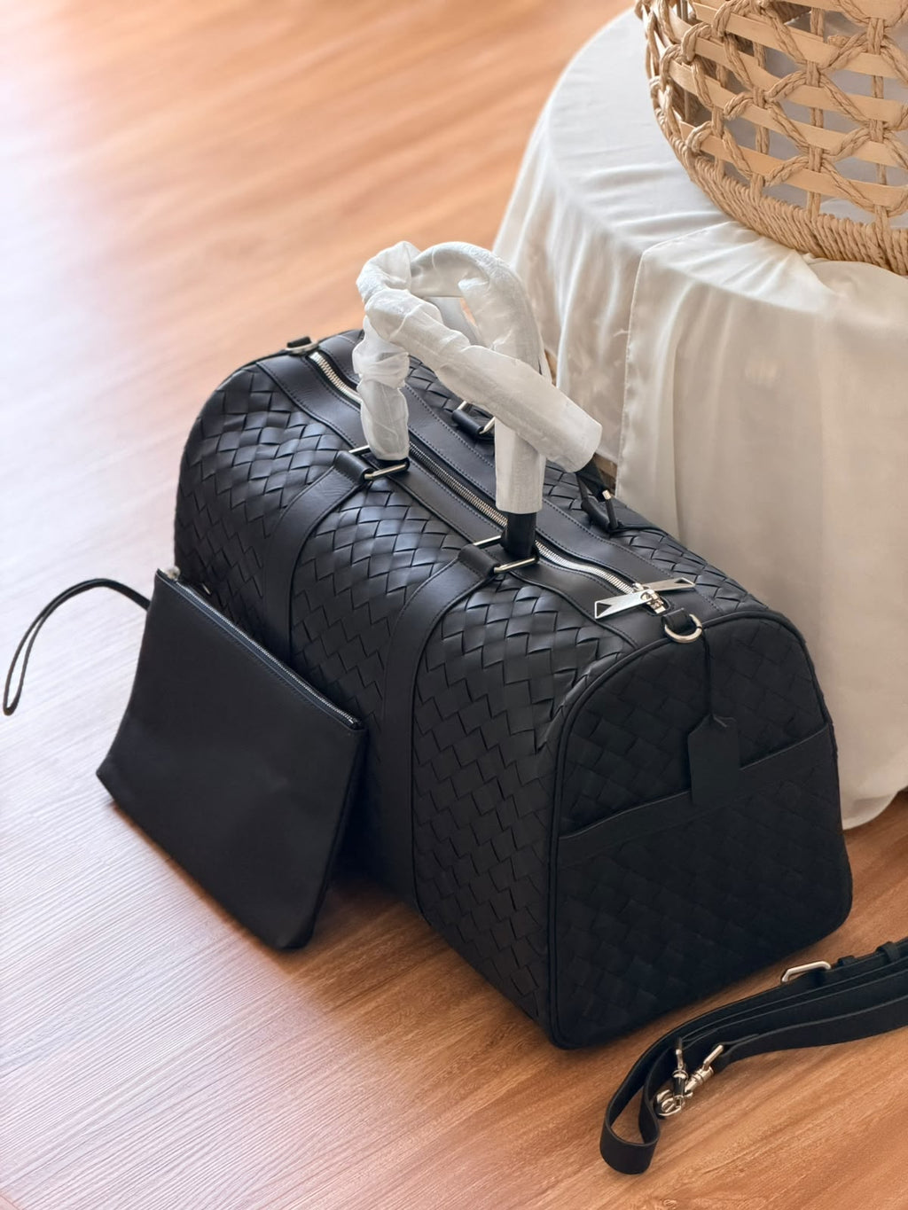 Bottega Woven Rounded Travel Duffel