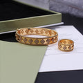 Van Cleef Wide Clover Silver Ring and Bracelet Set