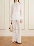 Zimmermann Patchwork Guipure Lace Blouse & Matching Pants Set