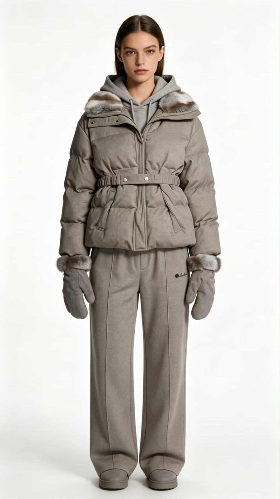 Loro Piana Belted Flannel Puffer Jacket
