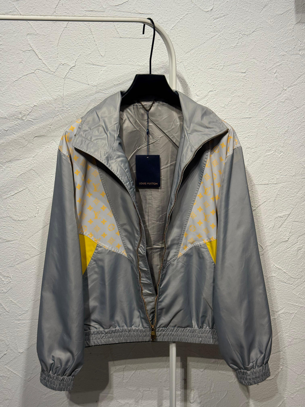 Louis Vuitton Grey Yellow Monogram Panel Zip Jacket