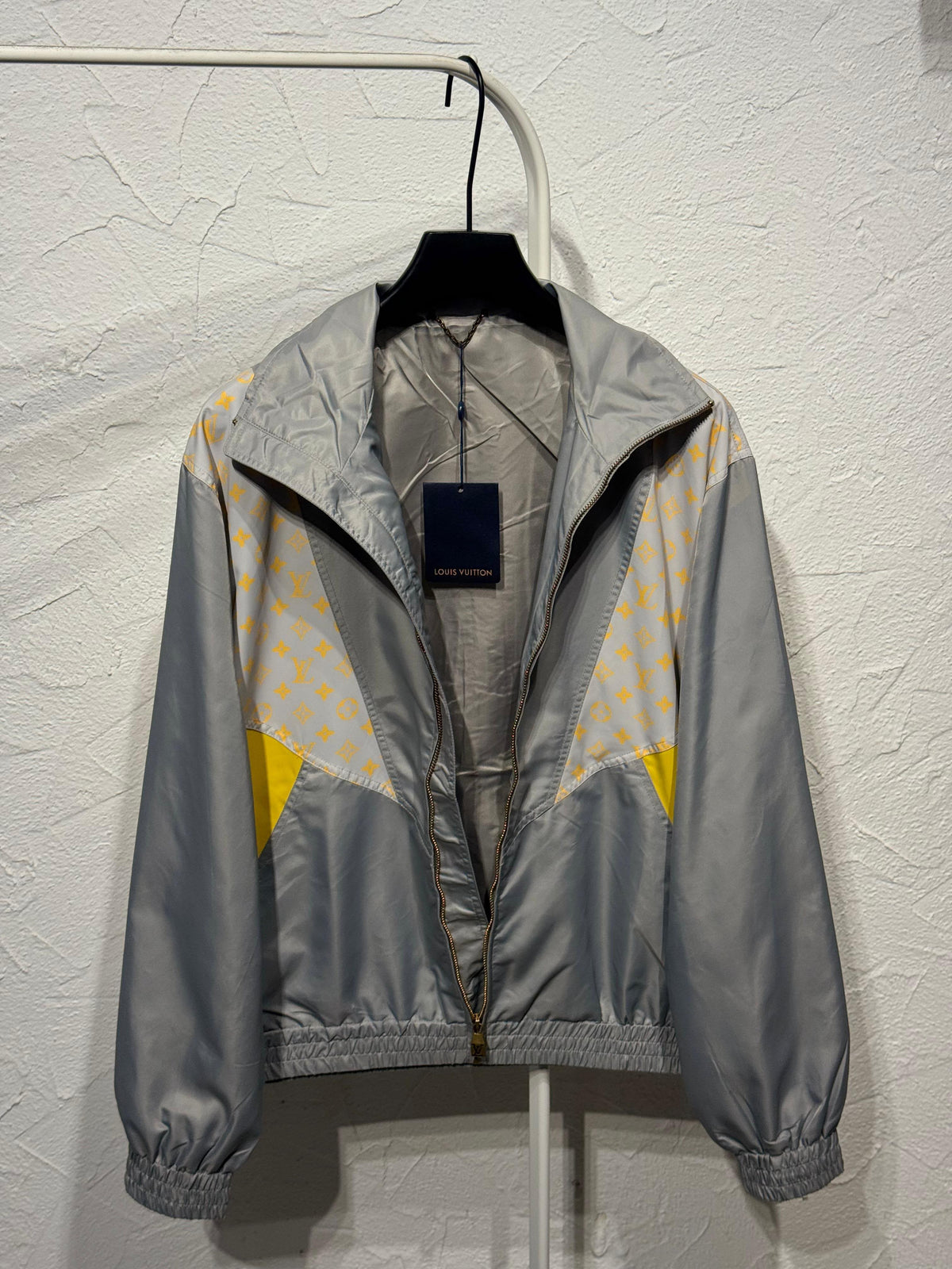Louis Vuitton Grey Yellow Monogram Panel Zip Jacket