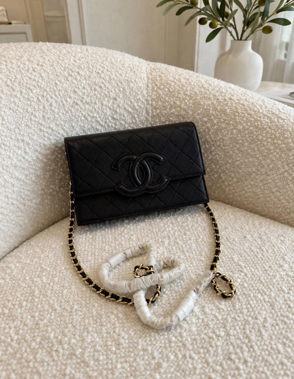 Chanel Quilted CC Logo Wallet on Chain (WOC)
