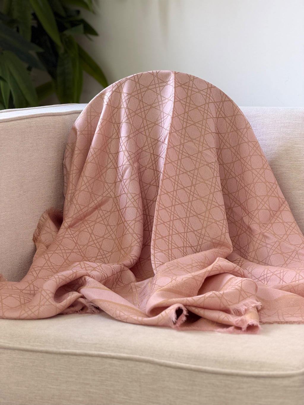 Dior Geometric Lattice Fringed Square Scarf